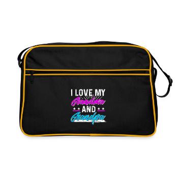 I Love Grandma And Grandpa Granny Love Gift Idea - Retro Bag - black/gold - Front