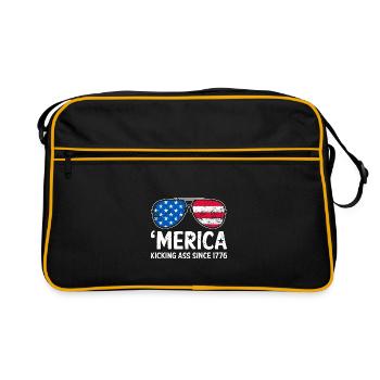 Merica Kicking Ass Since 1776 American USA Flag - Retro Bag - black/gold - Front