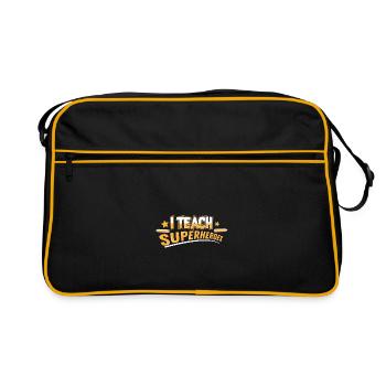 Lehrer Lehrertag Superhelden Lehrergeschenk - Retro Tasche - Schwarz/Gold - Vorne