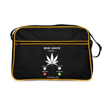 Mein Garten ruft an - ich muss los - Cannabis - Retro Tasche - Schwarz/Gold - Vorne