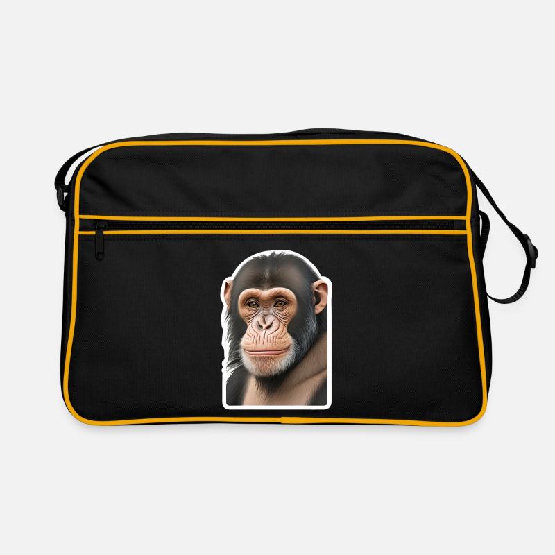 Schimpanse - Retro Tasche - Schwarz/Gold