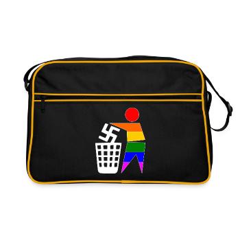halte deine umwelt sauber - gegen rechts - Retro Tasche - Schwarz/Gold - Vorne