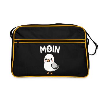 Jolie mouette avec des détails d'ancre - Sac Retro - noir/or - Devant