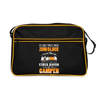 Camper Camping Caravan Saying - Retro Bag - black/gold - Front