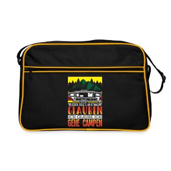 Camper Camping Caravan Saying - Retro Bag - black/gold - Front