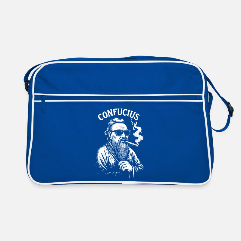 Confucius Relaxed smoking a cigar Illustration  Retro Bag