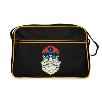 Hipster rocker beard motorcycle skull gift - Retro Bag - black/gold - Front