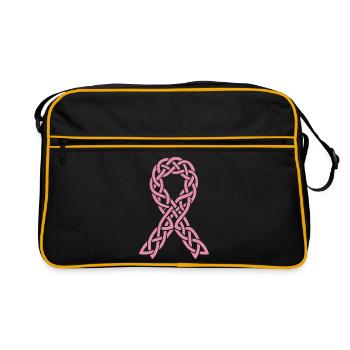 Ruban Anticancer Celtique Rose  - Sac Retro - noir/or - Devant