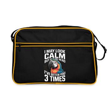Parrot saying I seem calm but in my - Retro Bag - black/gold - Front