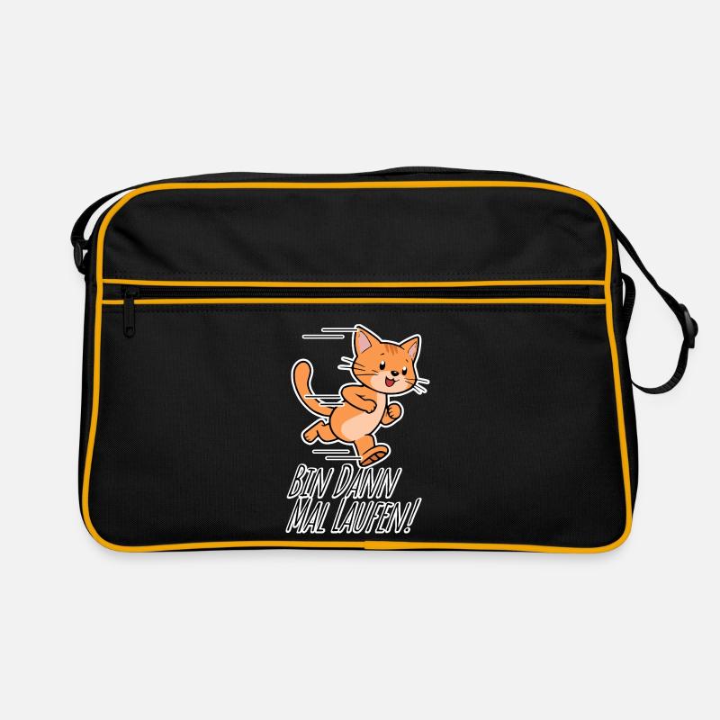 Niedliche Katze geht joggen, bin dann Mal laufen! Retro Tasche