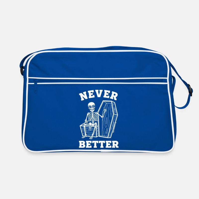 Never Better Skeleton Coffin Retro Bag