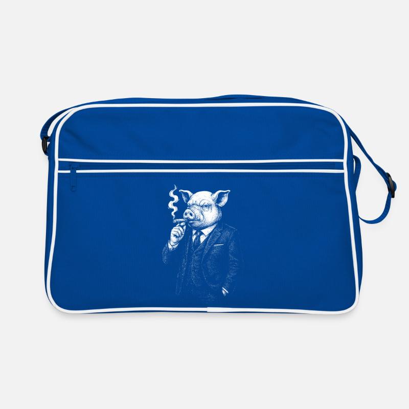 Dapper Pig in a Smoking Suit Retro Bag