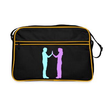People Group Silhouette Friends Team Together - Retro Bag - black/gold - Front
