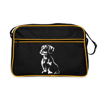 Dackel "Black Edition" - Retro Tasche - Schwarz/Gold - Vorne