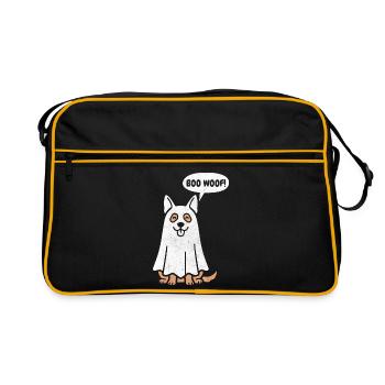 Deutscher Schäferhund Boo Woof – lustiger Halloween-Hund - Retro Tasche - Schwarz/Gold - Vorne