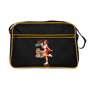 Pin-up de diner des années 50 : roller rétro et milkshake - Sac Retro - noir/or - Devant