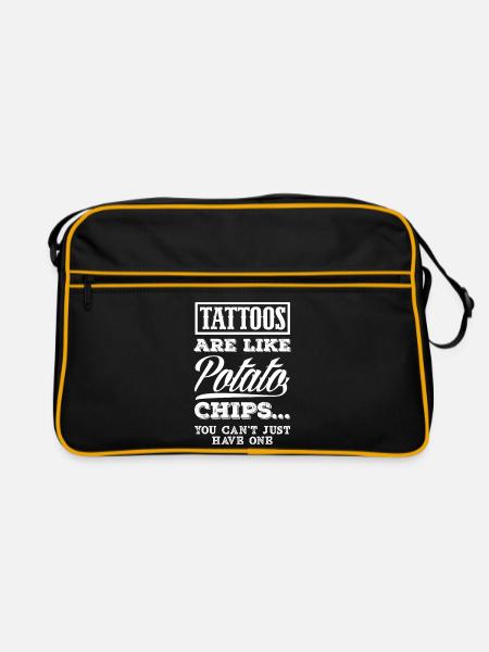 Tattoos Are Like Potato Chips Lustiger Spruch - Retro Tasche - Schwarz/Gold