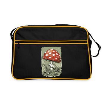 Cartoon Fliegenpilz - Retro Tasche - Schwarz/Gold - Vorne