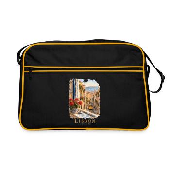 Portugiesischer Charme der Altstadt von Lissabon - Retro Tasche - Schwarz/Gold - Vorne
