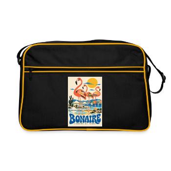 Erleben Sie Bonaire und retro niederländische Karibik-Vibes - Retro Tasche - Schwarz/Gold - Vorne