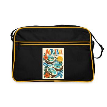 Erleben Sie Aitutaki in der Retro-Lagune der Cookinseln - Retro Tasche - Schwarz/Gold - Vorne