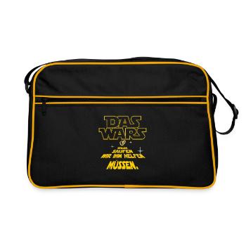 DAS WARS beim Saufen wir ihm helfen müssen JGA - Retro Tasche - Schwarz/Gold - Vorne