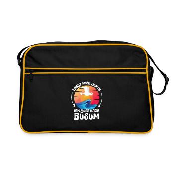 Lasst mich durch nach Büsum Möwe Sonne Strand - Retro Tasche - Schwarz/Gold - Vorne