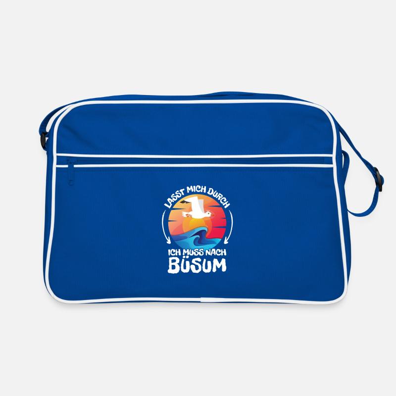 Lasst mich durch nach Büsum Möwe Sonne Strand Retro Tasche