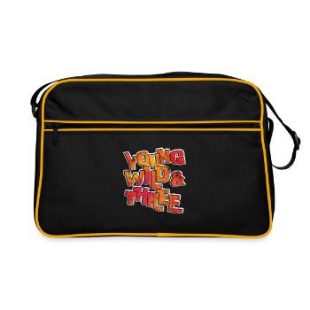 Young Wild And Three 3. Geburtstag Geburtstagskind - Retro Bag - black/gold - Front