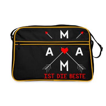 Mama ist die Beste - Retro Tasche - Schwarz/Gold - Vorne