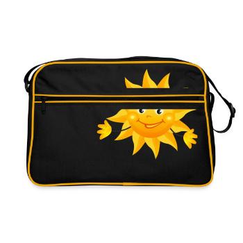 regenbogen sonne wolken wetter rainbow sun cloud52 - Retro Tasche - Schwarz/Gold - Vorne