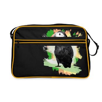 Papageientaucher Grafitti - Retro Tasche - Schwarz/Gold - Vorne