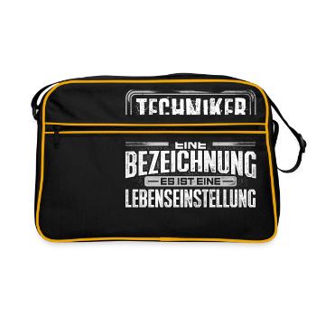 TECHNIKER - Leben - Retro Tasche - Schwarz/Gold - Vorne
