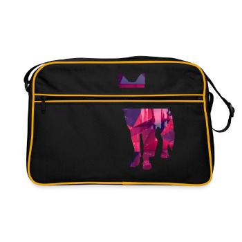 Chien basse poly - Chiens Low Poly Design - Sac Retro - noir/or - Devant