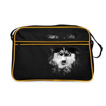 gxp chien husky visage éclaboussures de couleur de l'eau - Sac Retro - noir/or - Devant