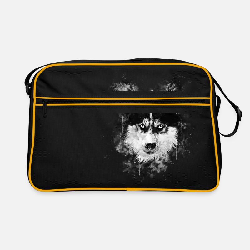 gxp chien husky visage éclaboussures de couleur de l'eau Sac Retro