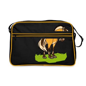 Freundliches Fjordpferd (Ohne Text) - Retro Bag - black/gold - Front