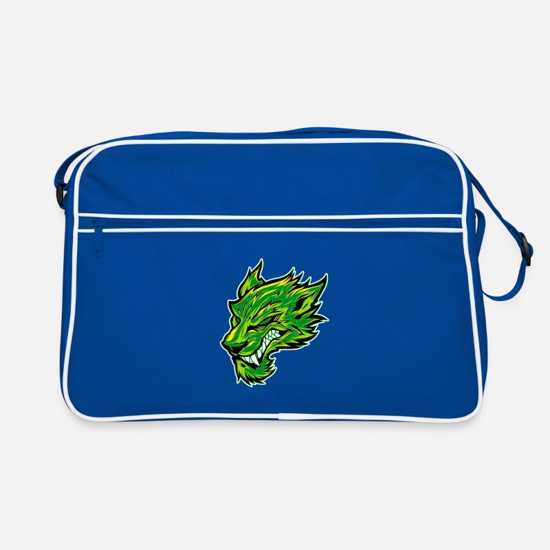 Wolf Head Wolf Head Tattoo Graffiti Green Retro Bag