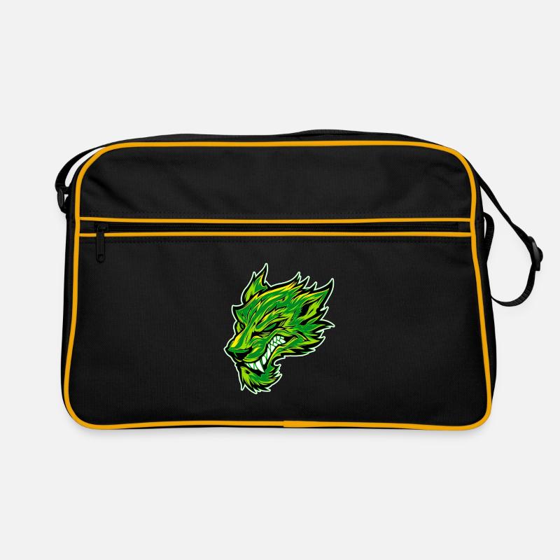 Wolf Head Wolf Head Tattoo Graffiti Green Retro Bag