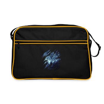 Wolf Scratch Marks Claws Wild Wolves Wilderness Howl - Retro Bag - black/gold - Front