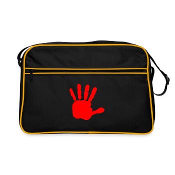 Rote hand - blut hand - BLUTIGE HAND - Retro Tasche - Schwarz/Gold - Vorne