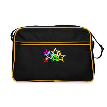 étoiles colorées - Sac Retro - noir/or - Devant
