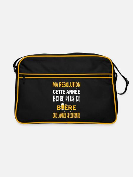 Ma résolution cette année boire plus de bière - Sac Retro - noir/or - Devant