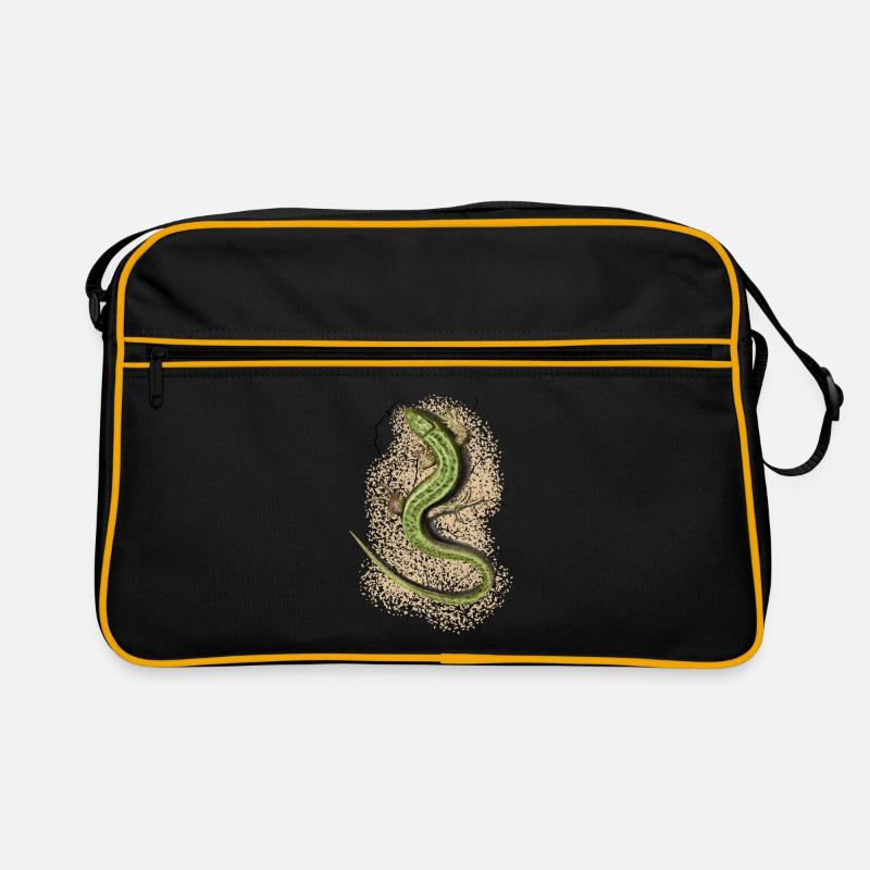 Eidechse - Retro Tasche - Schwarz/Gold