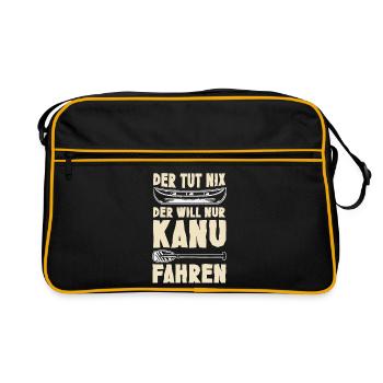 Kanu Kanut Kanutin Kanufahrer - Retro Tasche - Schwarz/Gold - Vorne