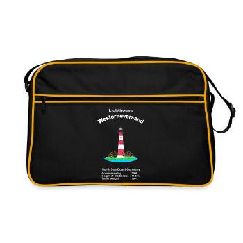 Leuchtturm Westerheversand, Nordsee, Deutschland - Retro Tasche - Schwarz/Gold - Vorne