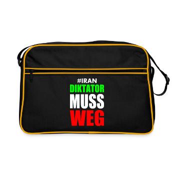 diktator muss weg iran - Retro Tasche - Schwarz/Gold - Vorne