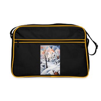 paysage enneigé dans un style géométrique - Sac Retro - noir/or - Devant