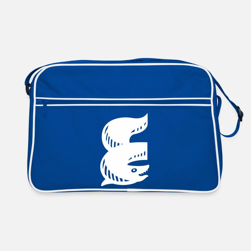 Fish Symbol | E Letter | white Vectorgraphic Retro Tasche