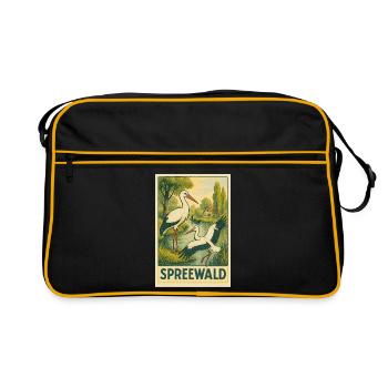Spreewald Storch Vintage Poster - Retro Tasche - Schwarz/Gold - Vorne